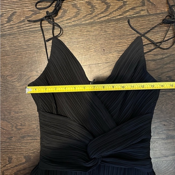 NEW Xiaoli Women’s Textured Pleated Spaghetti Strap Black Dress Size X-Small - Picture 8 of 12
